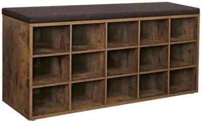 Shoe Bench with Cushion - 15-Cube Storage Bench for Entryway Organization