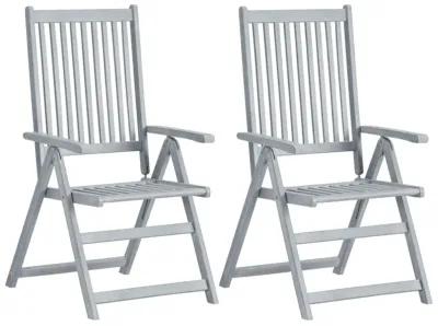 vidaXL Garden Reclining Chairs 2 pcs Gray Solid Acacia Wood