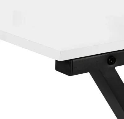 Monarch Specialties I 7195 Computer Desk, Home Office, Corner, 55"L, L Shape, Work, Laptop, Metal, Laminate, White, Black, Contemporary, Modern