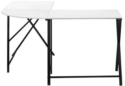 Monarch Specialties I 7195 Computer Desk, Home Office, Corner, 55"L, L Shape, Work, Laptop, Metal, Laminate, White, Black, Contemporary, Modern