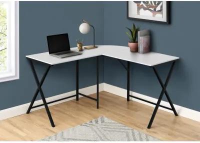 Monarch Specialties I 7195 Computer Desk, Home Office, Corner, 55"L, L Shape, Work, Laptop, Metal, Laminate, White, Black, Contemporary, Modern