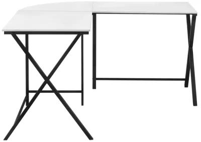 Monarch Specialties I 7195 Computer Desk, Home Office, Corner, 55"L, L Shape, Work, Laptop, Metal, Laminate, White, Black, Contemporary, Modern