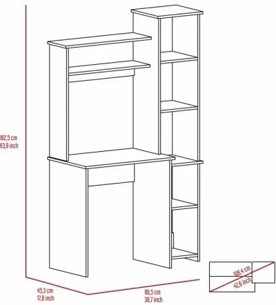 Marston 6-Shelf Writing Desk With Built-In Bookcase