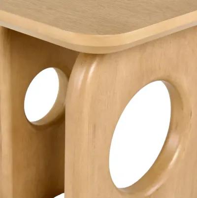 Noe Ohan 22 Inch Side End Table, Square Top, Light Brown Solid Rubberwood - Benzara