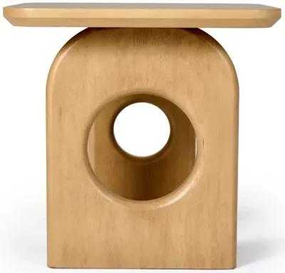 Noe Ohan 22 Inch Side End Table, Square Top, Light Brown Solid Rubberwood - Benzara