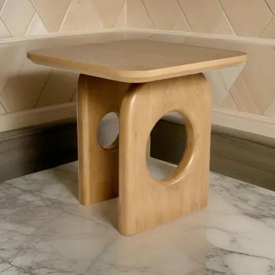 Noe Ohan 22 Inch Side End Table, Square Top, Light Brown Solid Rubberwood - Benzara