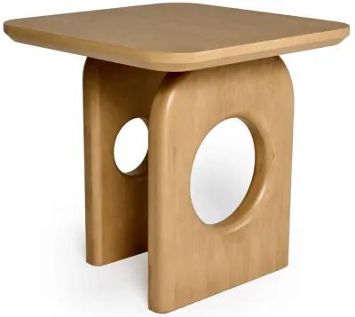 Noe Ohan 22 Inch Side End Table, Square Top, Light Brown Solid Rubberwood - Benzara