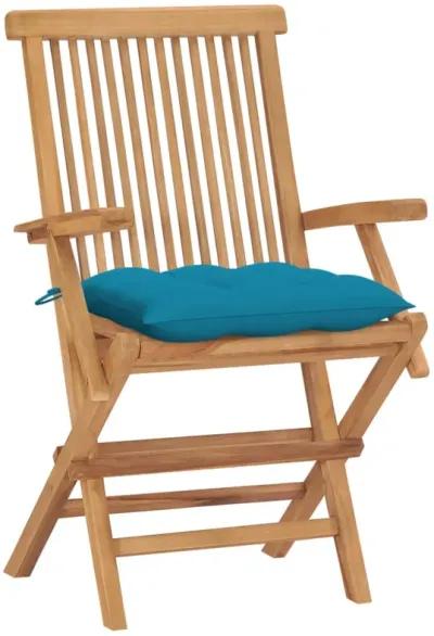 vidaXL Garden Chairs with Light Blue Cushions 4 pcs Solid Teak Wood