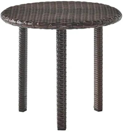 Limo Outdoor 3 Piece Set with Round, Square, and Ottoman Tables, Brown - Benzara