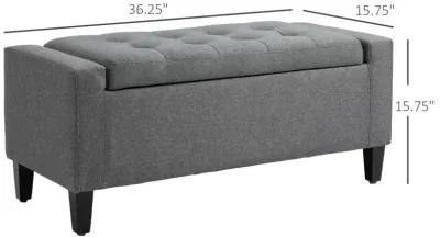 Gray Space-Saver: Linen Upholstered Storage Ottoman with Lift-Top