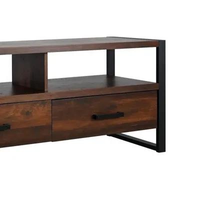 Anny 71 Inch TV Media Entertainment Center, 3 Drawers, Black, Dark Brown - Benzara