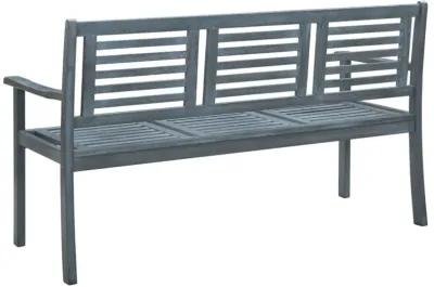 vidaXL Solid Eucalyptus Wood 3-Seater Patio Bench - Gray - Weather-Resistant Outdoor Furniture for Garden/Terrace - Ergonomic Design with Backrest - Easy Assembly, Maximum Load Capacity: 705.5 lb