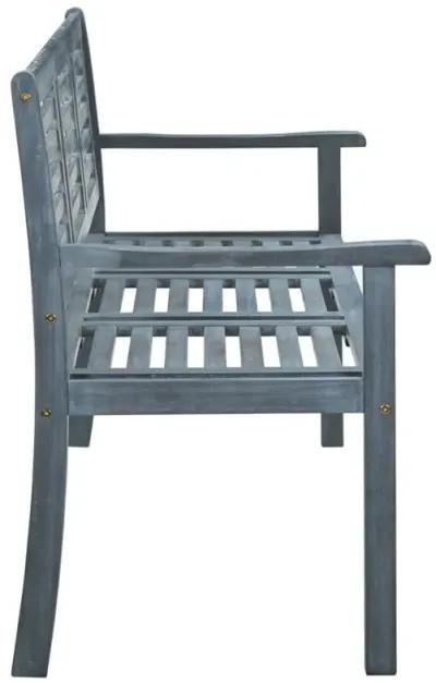 vidaXL Solid Eucalyptus Wood 3-Seater Patio Bench - Gray - Weather-Resistant Outdoor Furniture for Garden/Terrace - Ergonomic Design with Backrest - Easy Assembly, Maximum Load Capacity: 705.5 lb