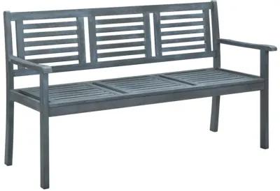 vidaXL Solid Eucalyptus Wood 3-Seater Patio Bench - Gray - Weather-Resistant Outdoor Furniture for Garden/Terrace - Ergonomic Design with Backrest - Easy Assembly, Maximum Load Capacity: 705.5 lb