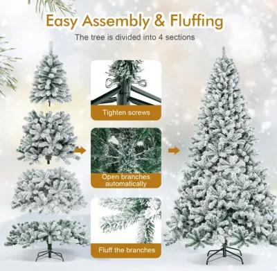 9 Feet Artificial Christmas Tree with Premium Snow Flocked Hinged