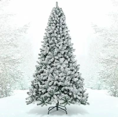 9 Feet Artificial Christmas Tree with Premium Snow Flocked Hinged