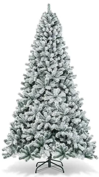 9 Feet Artificial Christmas Tree with Premium Snow Flocked Hinged