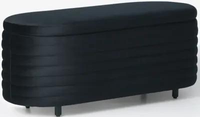 WestinTrends 42" Wide Mid-Century Modern Upholstered Velvet Tufted Oval Storage Ottoman Bench