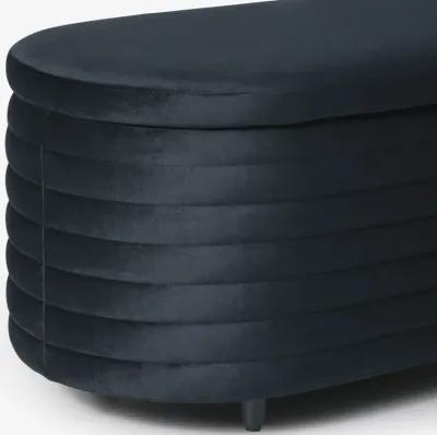 WestinTrends 42" Wide Mid-Century Modern Upholstered Velvet Tufted Oval Storage Ottoman Bench