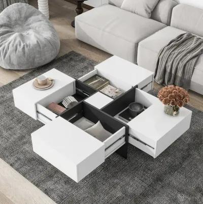 Merax Square UV High-gloss Coffee Table with Storage