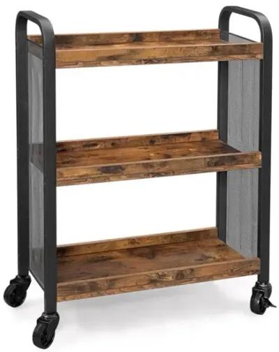 Rustic Brown Rolling Cart Slim Kitchen Cart for Narrow Spaces, Easy Assembly with Casters for Kitchen and Bathroom