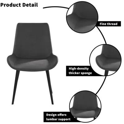 Modern Dining Chair Living Room Black Metal Leg Dining Chair-Grey-4 Pieces/Ctn