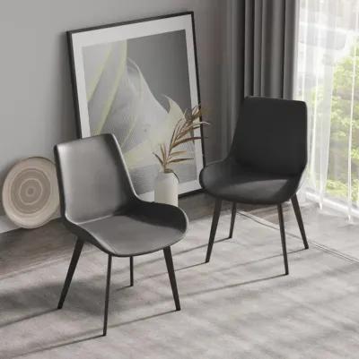 Modern Dining Chair Living Room Black Metal Leg Dining Chair-Grey-4 Pieces/Ctn