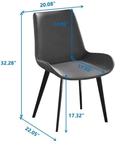 Modern Dining Chair Living Room Black Metal Leg Dining Chair-Grey-4 Pieces/Ctn