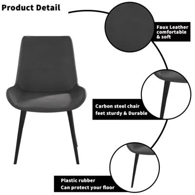 Modern Dining Chair Living Room Black Metal Leg Dining Chair-Grey-4 Pieces/Ctn