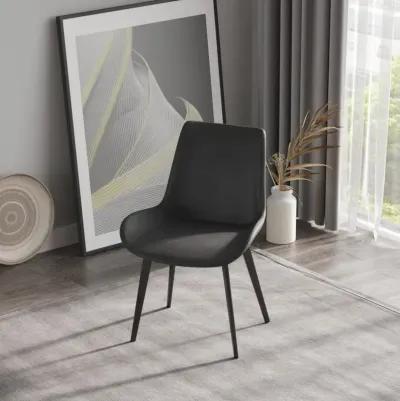 Modern Dining Chair Living Room Black Metal Leg Dining Chair-Grey-4 Pieces/Ctn