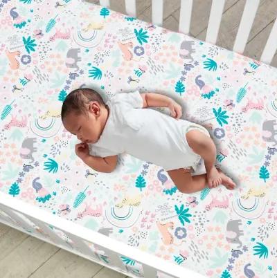 Bedtime Originals Rainbow Jungle Elephant/Leopard 3-Piece Baby Crib Bedding Set