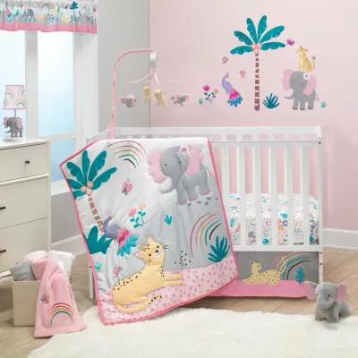 Bedtime Originals Rainbow Jungle Elephant/Leopard 3-Piece Baby Crib Bedding Set