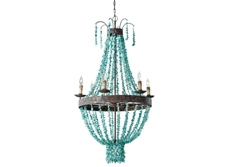 Beaded Turquoise Chandelier