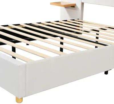 Merax Velvet Platform Bed  with Built-in Pillows