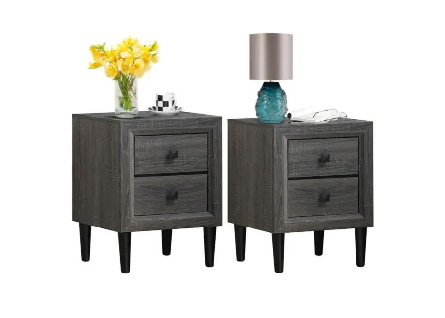 Hivago Multipurpose Retro Bedside Nightstand with 2 Drawers