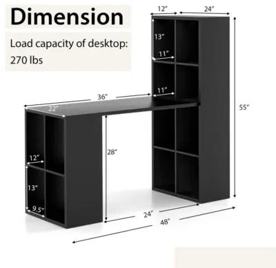 Hivvago Modern Computer Desk with 12 Cubes Bookshelf