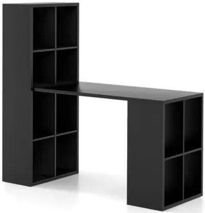 Hivvago Modern Computer Desk with 12 Cubes Bookshelf