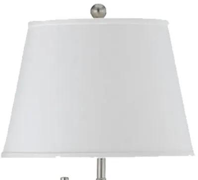 Metal Round 3 Way Floor Lamp with Spider Type Shade, Silver and White-Benzara