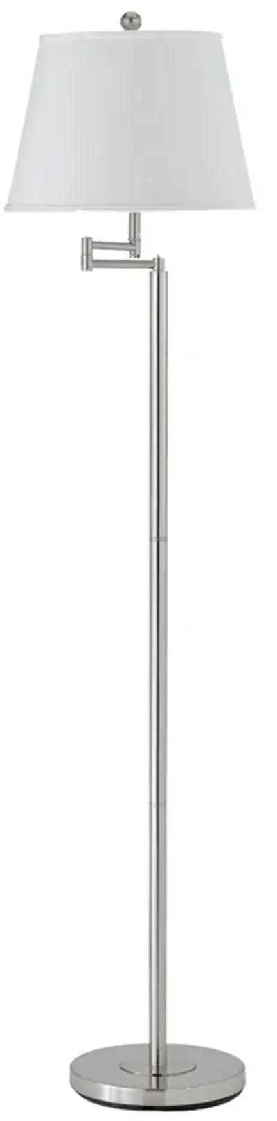 Metal Round 3 Way Floor Lamp with Spider Type Shade, Silver and White-Benzara