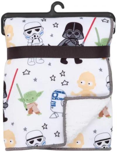 Lambs & Ivy Star Wars Classic Fleece Baby Blanket - Yoda/Darth Vader/R2-D2/C-3PO