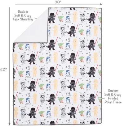 Lambs & Ivy Star Wars Classic Fleece Baby Blanket - Yoda/Darth Vader/R2-D2/C-3PO