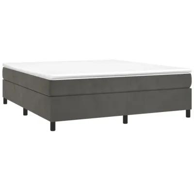 vidaXL Velvet Box Spring Bed Frame - Dark Gray, California King, Robust Design with Plywood and Engineered Wood, Sized 85� x 72� x13.8.