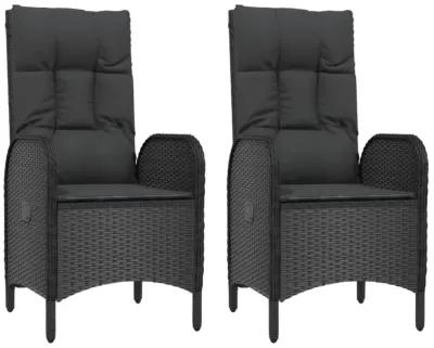 vidaXL Patio Chairs 2 pcs Poly Rattan Black