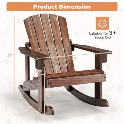 Outdoor Wooden Kid Adirondack Rocking Chair with Slatted Seat