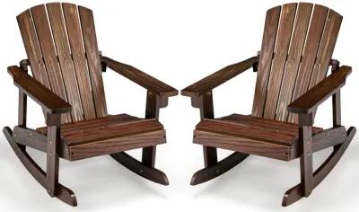 Outdoor Wooden Kid Adirondack Rocking Chair with Slatted Seat