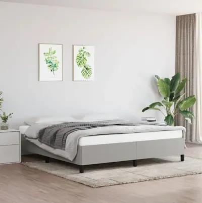 vidaXL King-Sized Bed Frame in Light Gray Fabric, Easy-to-Assemble, Featuring Sturdy Plywood Slats for Even Weight Distribution, Suitable for 76"x79.9" Mattress (not Included)'