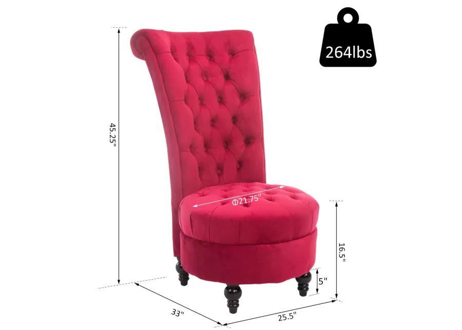 Crimson Throne: Retro High-Back Accent Chair with Button-Tufted Royal Design