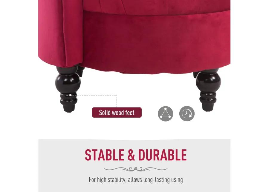 Crimson Throne: Retro High-Back Accent Chair with Button-Tufted Royal Design