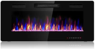 42 Inch Recessed Ultra Thin Electric Fireplace with Timer