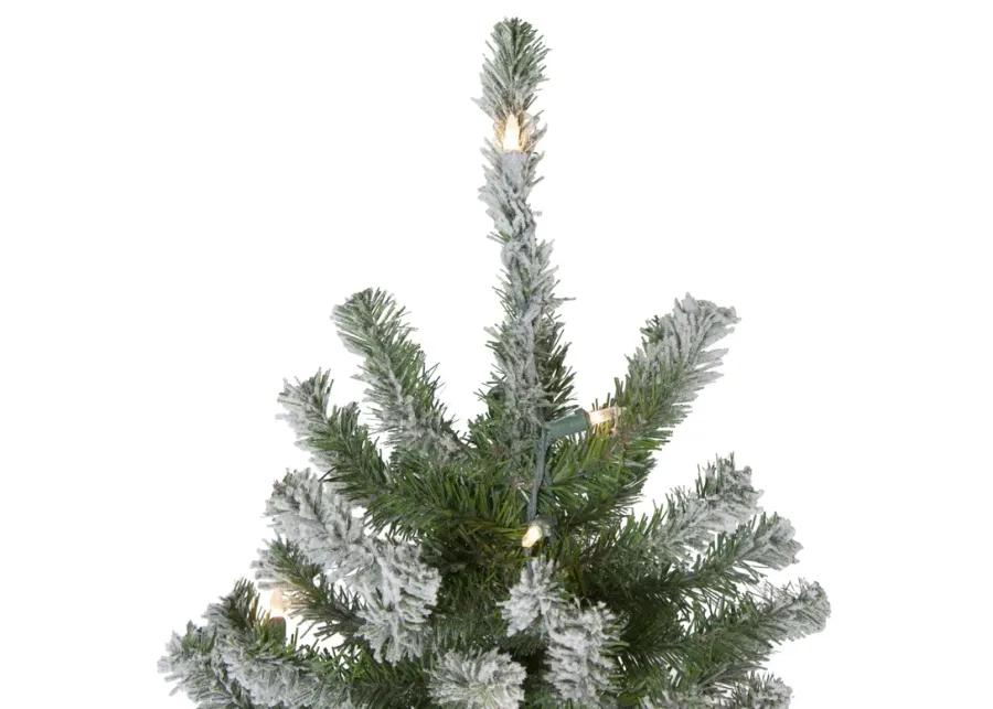 7' Pre-Lit Pencil Flocked Alpine Artificial Christmas Tree - Clear Lights